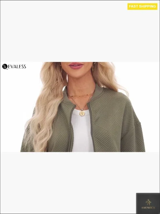 Lightweight Bomber Jacket Modern Quilted Stand Collar Casual Zip Up Fall - Picture 7 of 7